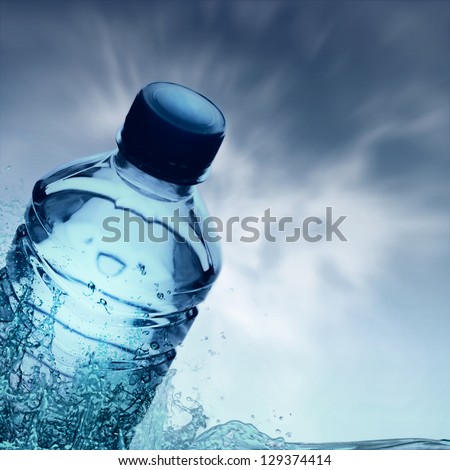 Purified spring water in the bottle