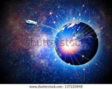 Space transportation and technologies in the future, abstract backgrounds