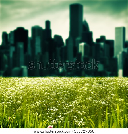 City as background, abstract natural landscape