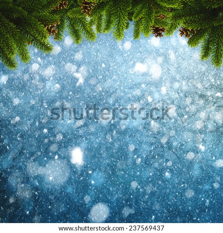 Abstract seasonal backgrounds with christmas decorations and snow fall