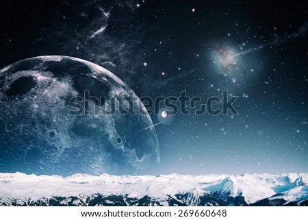 Another world landscape, abstract fantasy backgrounds. Elements of this image furnished by NASA