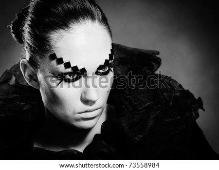 Black queen, adult pretty woman fashion portrait with strong vignetting