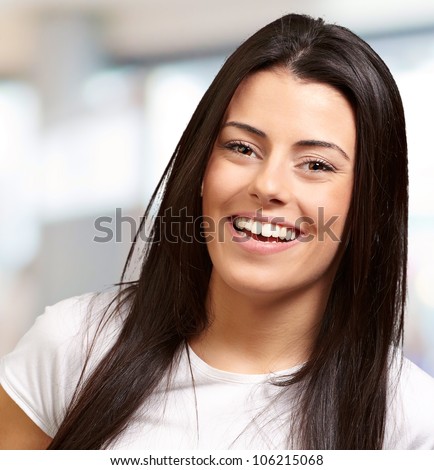 portrait of young woman smiling indoor