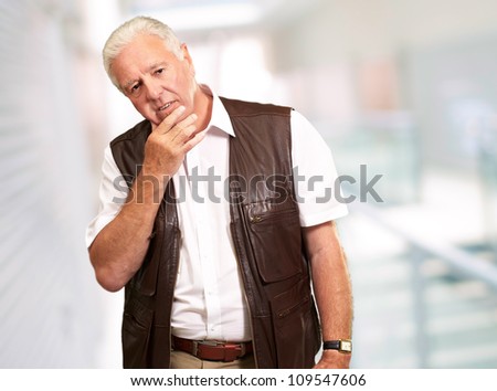 Portrait Of Sad Old Man, Indoor