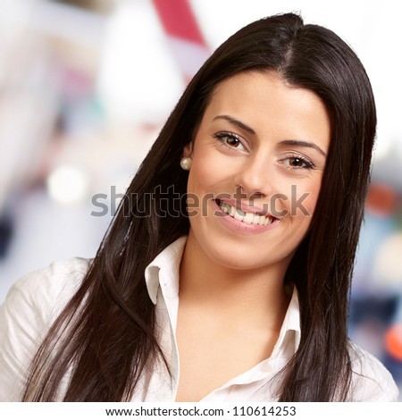 portrait of pretty young woman face indoor