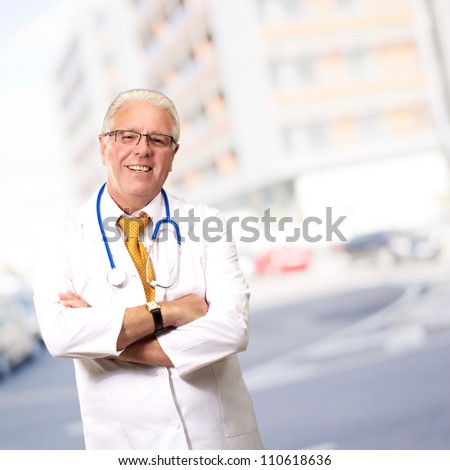 Portrait Of A Senior Man Doctor, Indoor