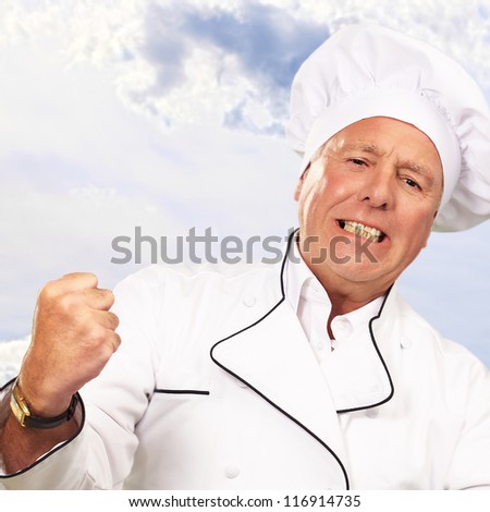 Portrait Of Angry Chef, Outdoor