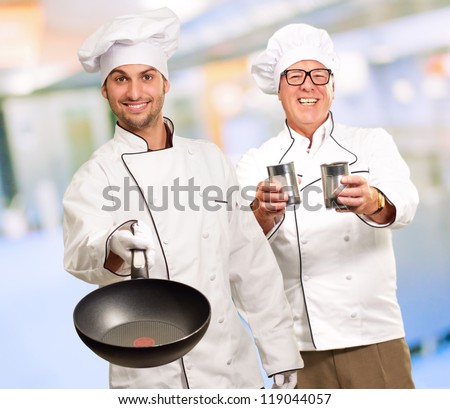 Portrait Of Two Happy Chef, Indoor