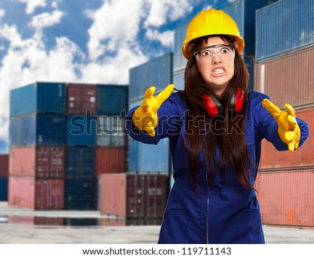Portrait Of A Frustrated Female Worker, Outdoor