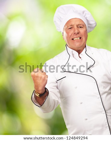 Portrait Of Angry Chef, Outdoor