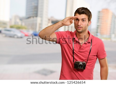 Portrait of a man looking for something, outdoor
