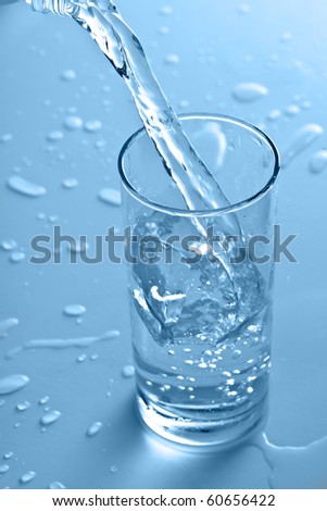pouring water into the glass