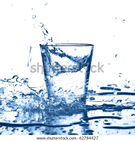 water splash on glass on white background