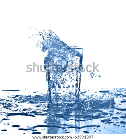 water splash on a glass on white background