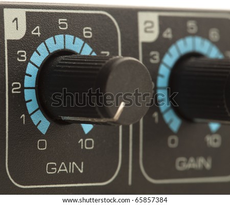 extreme closeup of a gain volume fader