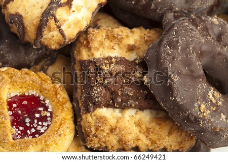 extreme closeup of a delicious mixed biscuits