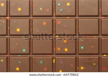 chocolate tablet with candies texture