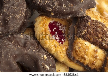 extreme closeup of a delicious mixed biscuits