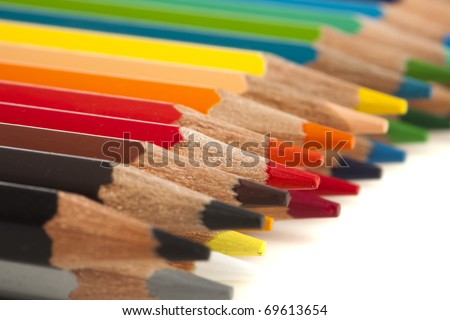 closeup of a crayons on a white background