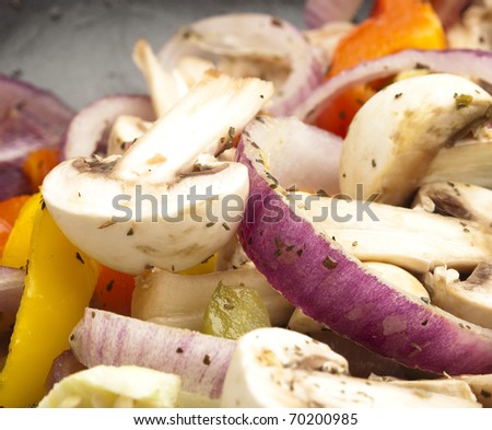 mushroom and vegetables mix on a plate