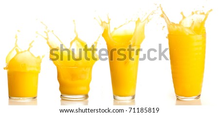 orange juice splash collection on a white background orange juice splash collection on a white background
