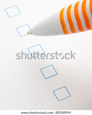 check box of questionnaire, extreme closeup photo