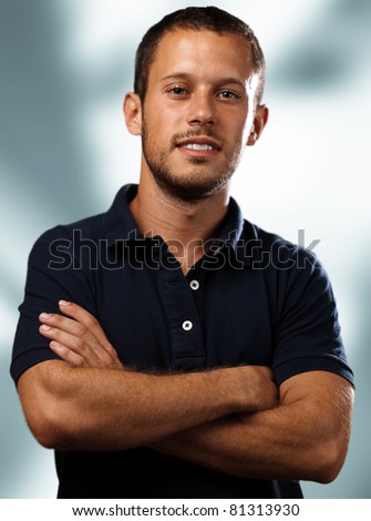 man with polo shirt on a white background