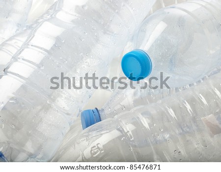 water plastic bottle stack to recycle extreme closeup