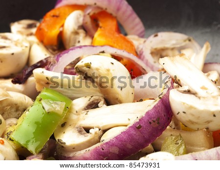 mushroom and vegetables mix, extreme closeup photo