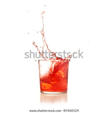 cocktail splashing isolated on a white background