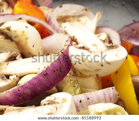 mushroom and vegetables mix on a plate