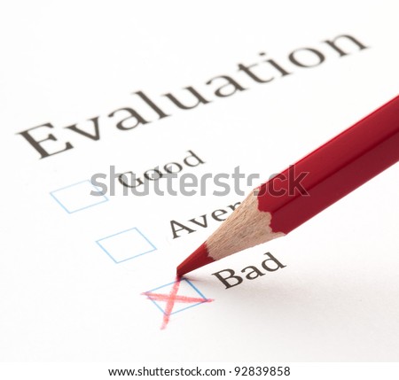 evaluation test check box, extreme closeup photo