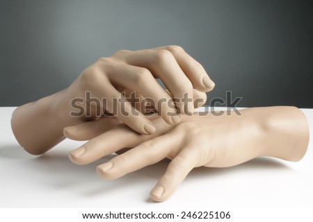 hands of plastic mannequin doll