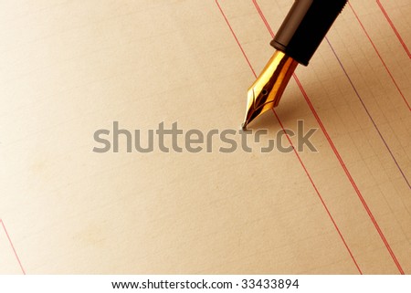 Fountain pen writing on ledger