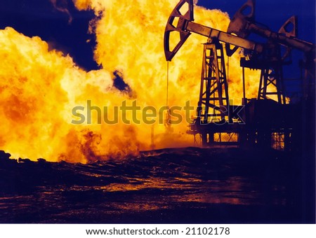 fire on an oil well