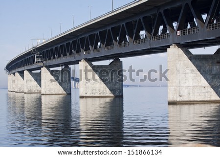 The bridge. The bridge between Denmark and Sweden in morning light. Oresundsbron