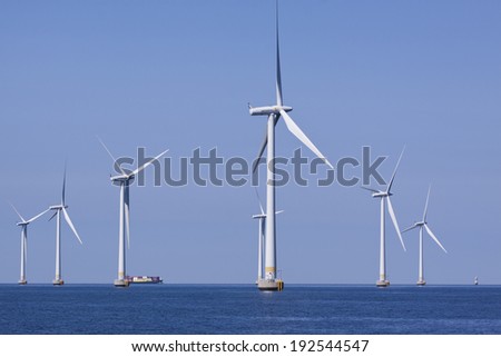 MALMO, SWEDEN - JUNE 11, 2011: Lillgrund offshore wind park in Oresund, close to Malmo Sweden, June 11, 2011. This park was inaugurated 2008 by the Swedish king and has a capacity of 330 GWh.