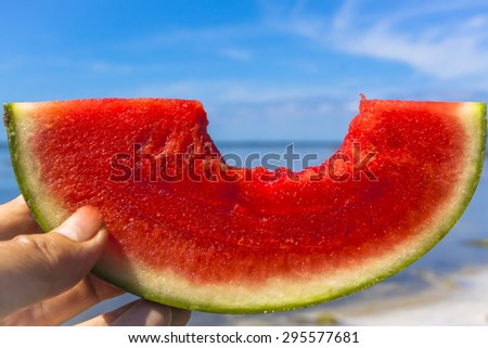 Good and colorful refresh in the summer heat at the beach, watermelon