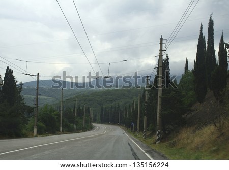 mountain road in gloomy weather