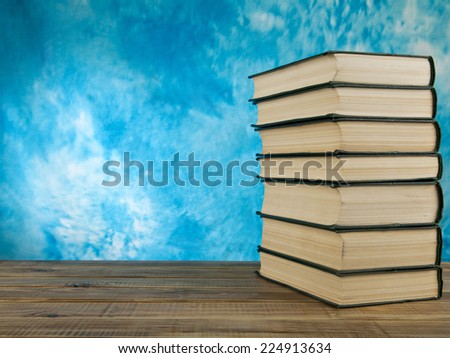 books on a blue background