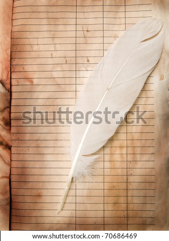 feather and old paper for a letter