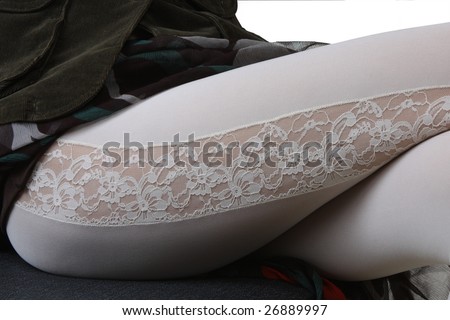 nice legs in lace pantyhose