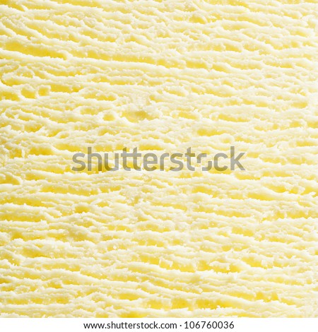 Macro abstract background of the surface texture of scoop of fresh creamy frozen vanilla icecream in square format. For ice-cream concept look at my portfolio