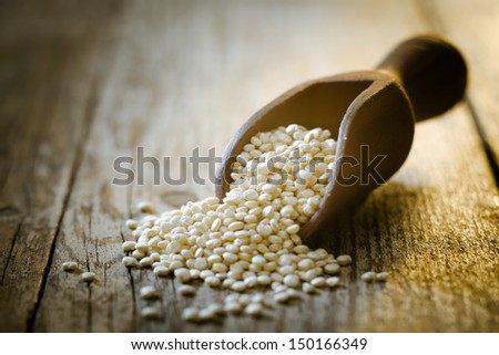 Healthy quinoa seeds, a high protein vegetable from South America which forms an important part of the diet and is considered a staple, also sort after because it is gluten-free