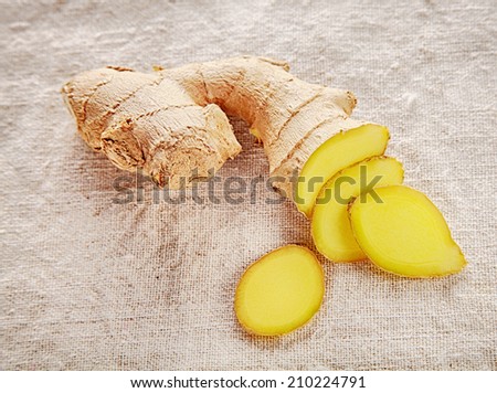 Clean Sliced Ginger on White Cloth Good for Cancer Prevention