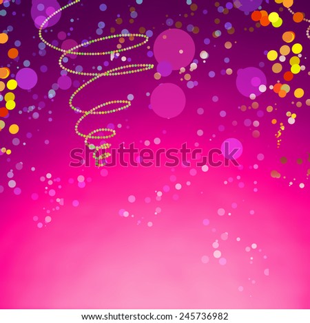 Abstract Carnival Background Design on Gradient Purple Color, Emphasizing Colorful Small Round Shapes.