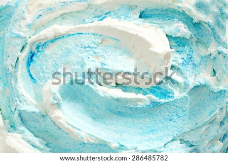 High Angle Close Up View of Blue and White Swirled Ice Cream