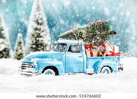 Merry Christmas tree transporter bringing gifts to all the sweethearts on x mas evening
