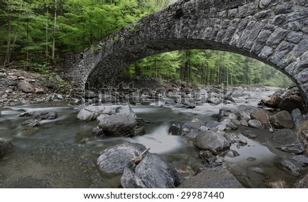 River & Old stone bridge