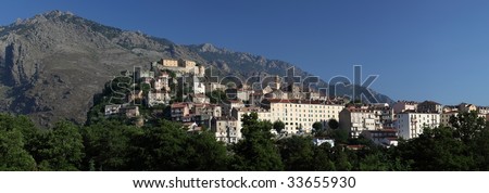 Panoramic view of Corte, Corsica (panoramic photo made of multiple shots -> great resolution, very suitable for large size prints)
